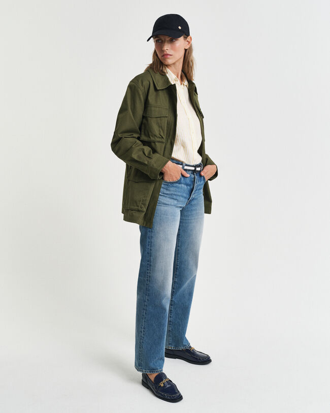 Regular Fit Leinenbluse mit Streifen