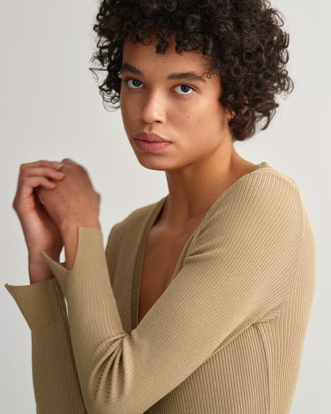 Geripptes Cardigan-Kleid