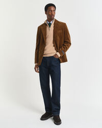 Gerippter Troyer aus Baumwoll-Merinowoll-Gemisch