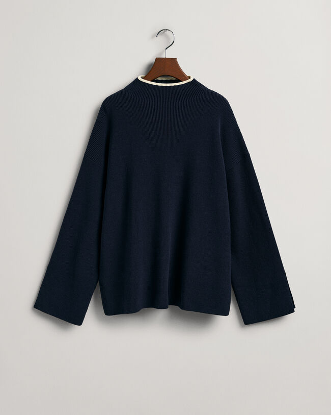 Gerippter Stehkragenpullover