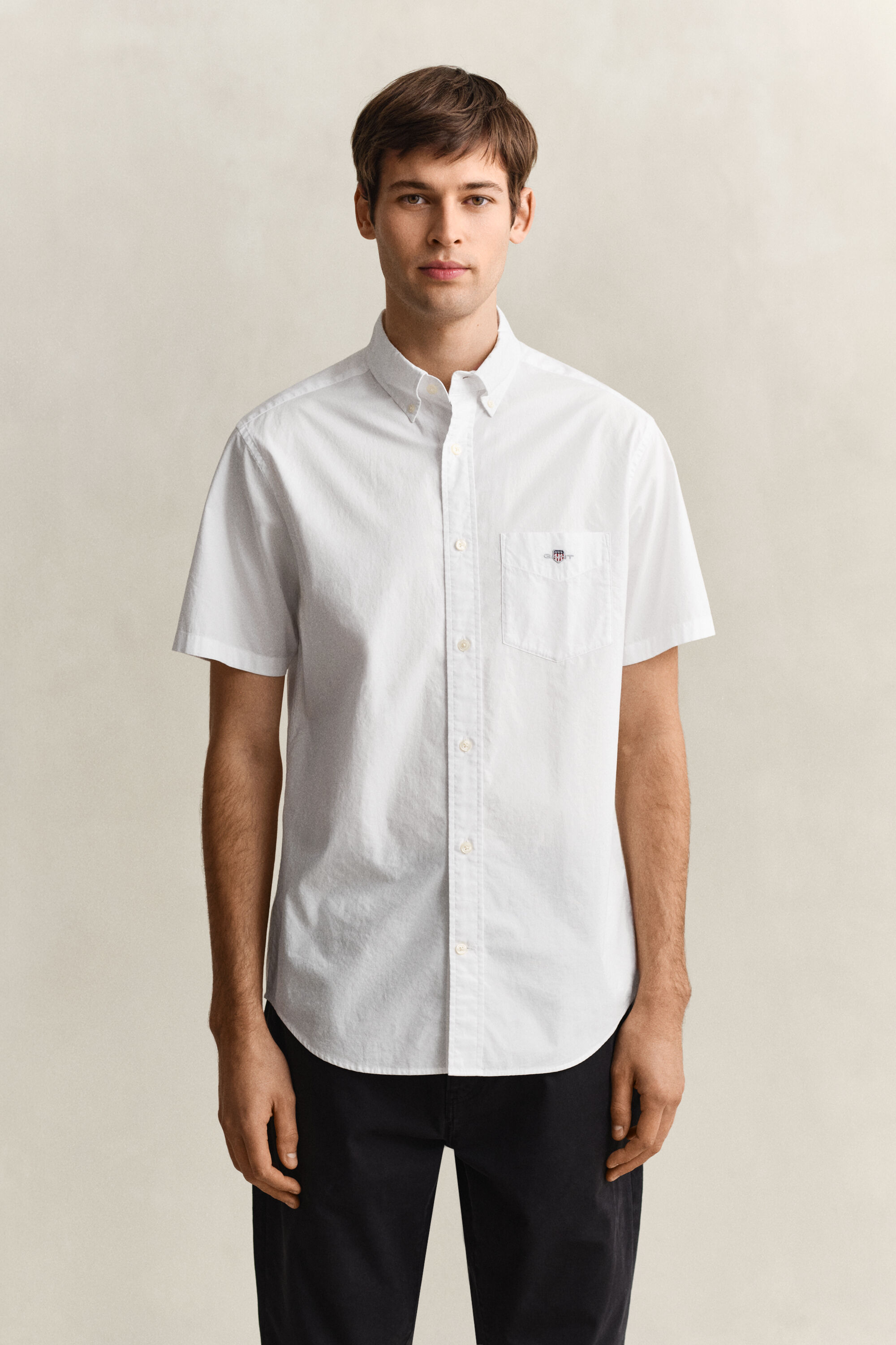 Chemise à manches courtes en popeline classique