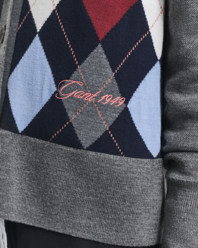 Argyle V-Neck Strickjacke