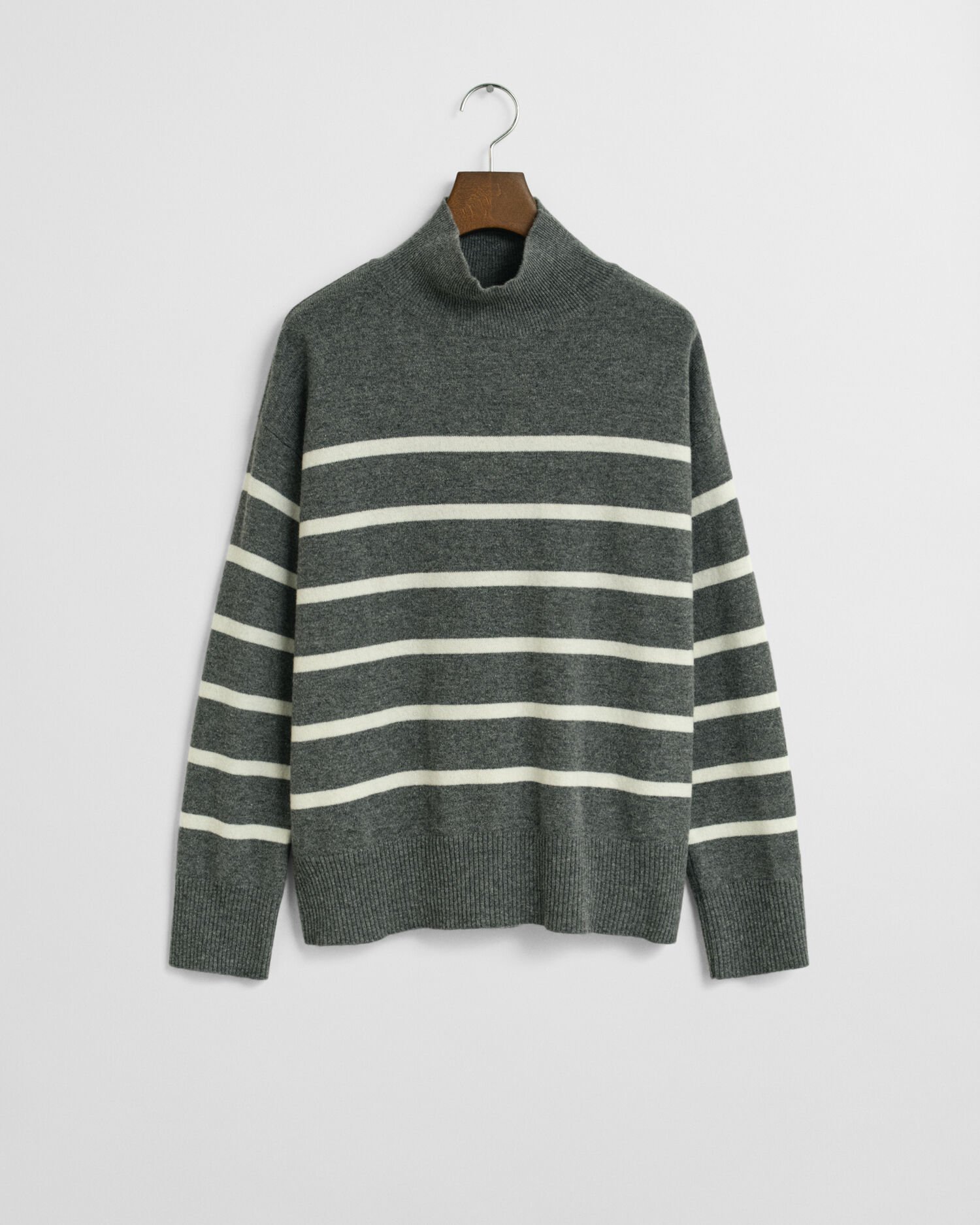 Striped Superfine Lambswool Turtleneck Sweater