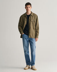 Rundhalspullover aus strukturierter Baumwolle