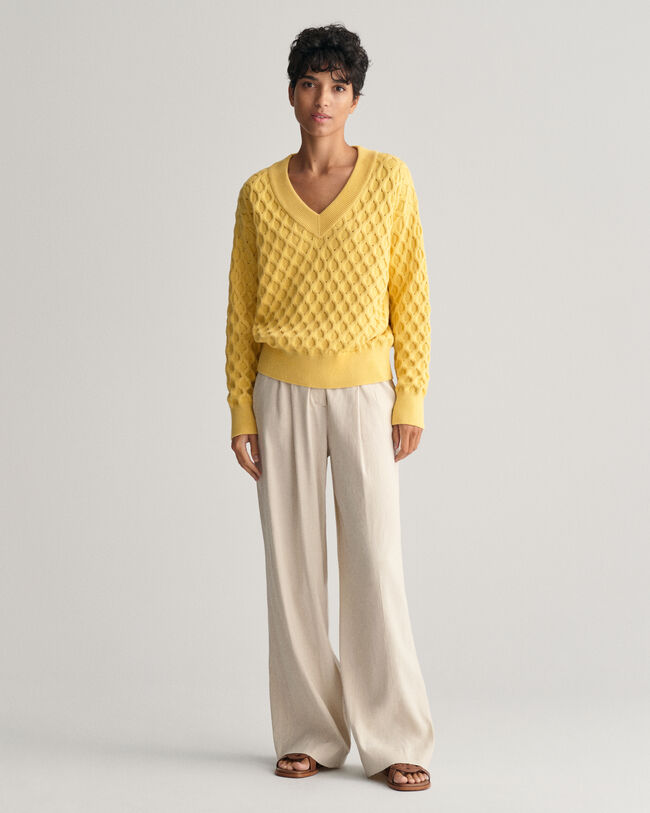 Strukturstrick V-Neck Pullover