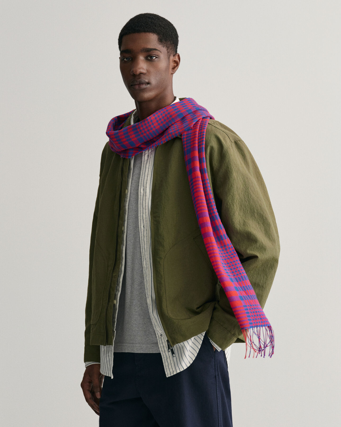 Karierter Webschal aus Merinowolle