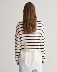 Rundhalspullover mit Streifen