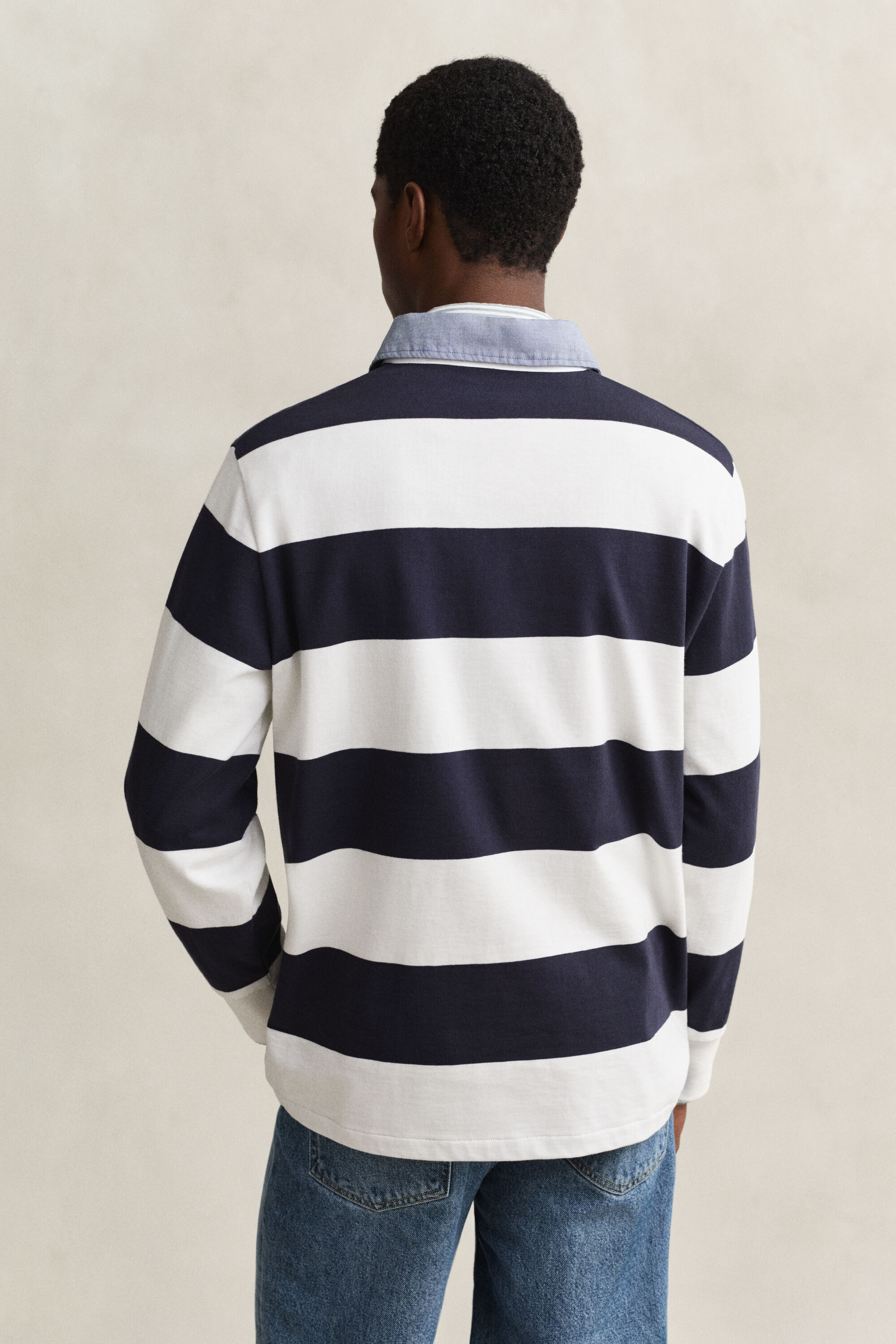 Gestreiftes Heavy Rugger mit Chambray-Kragen