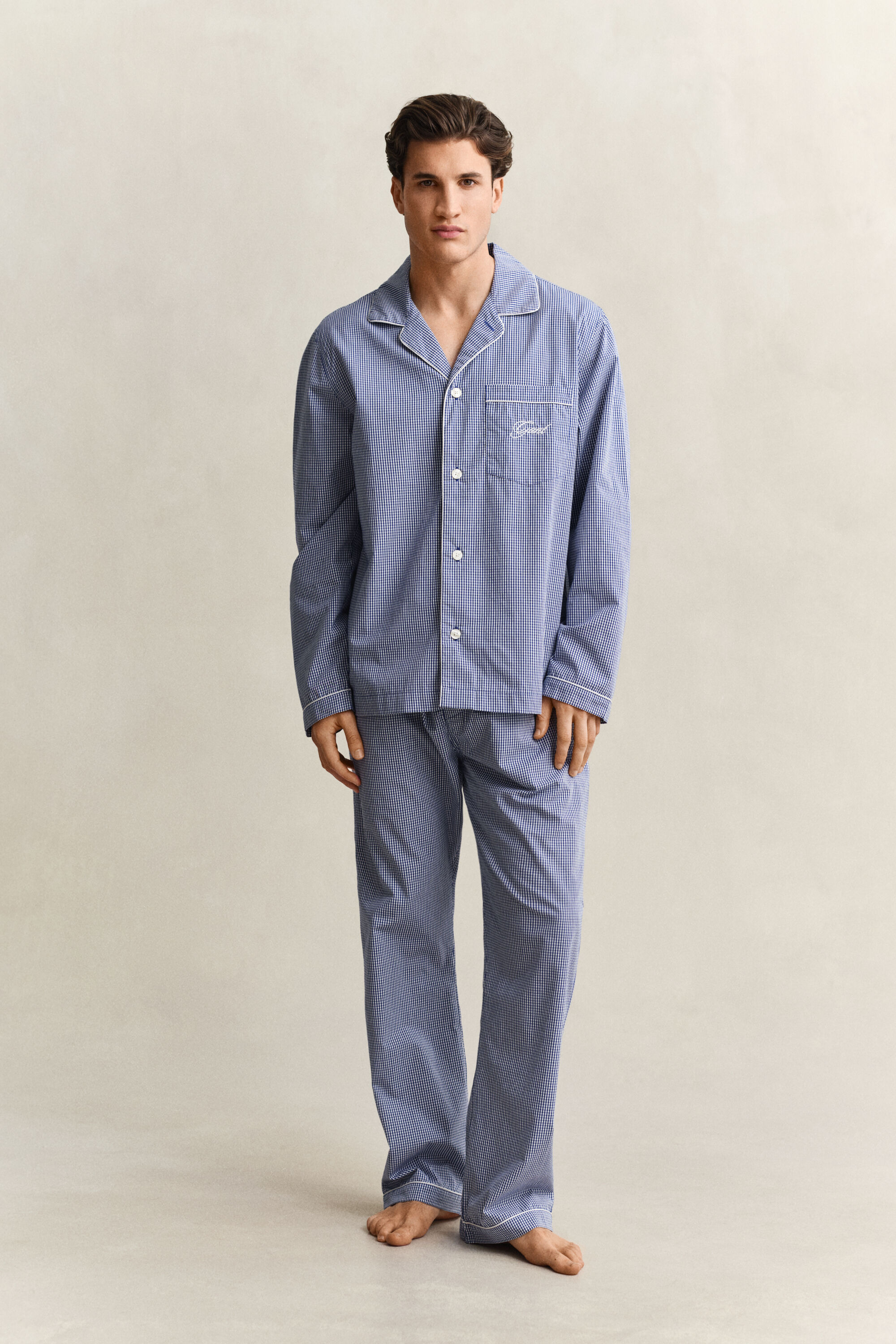Gingham Pyjama aus Popeline