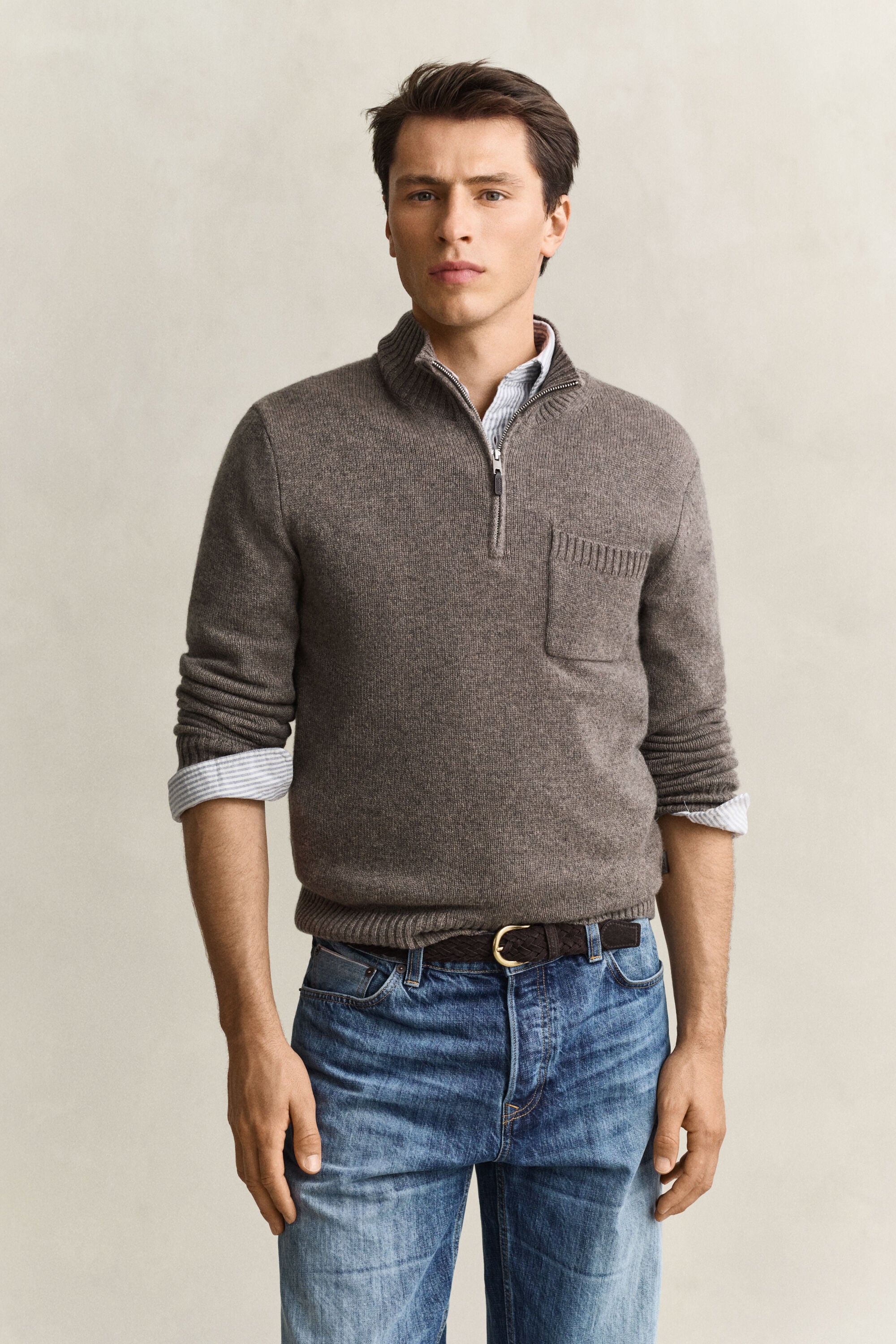 Maglia in cashmere con zip corta