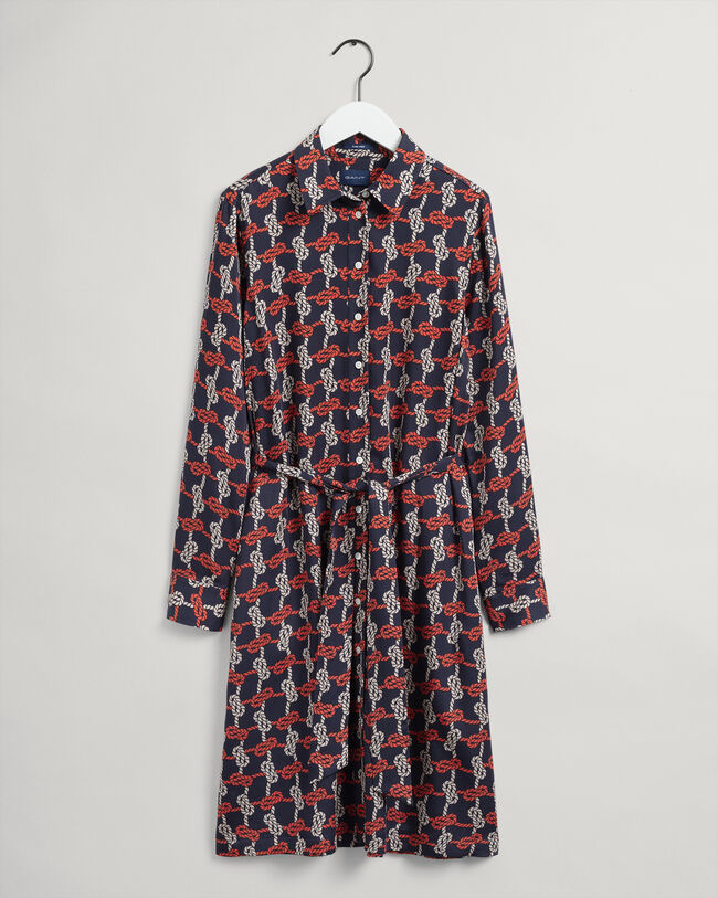 Pure Prep Knot Hemdblusenkleid mit Print