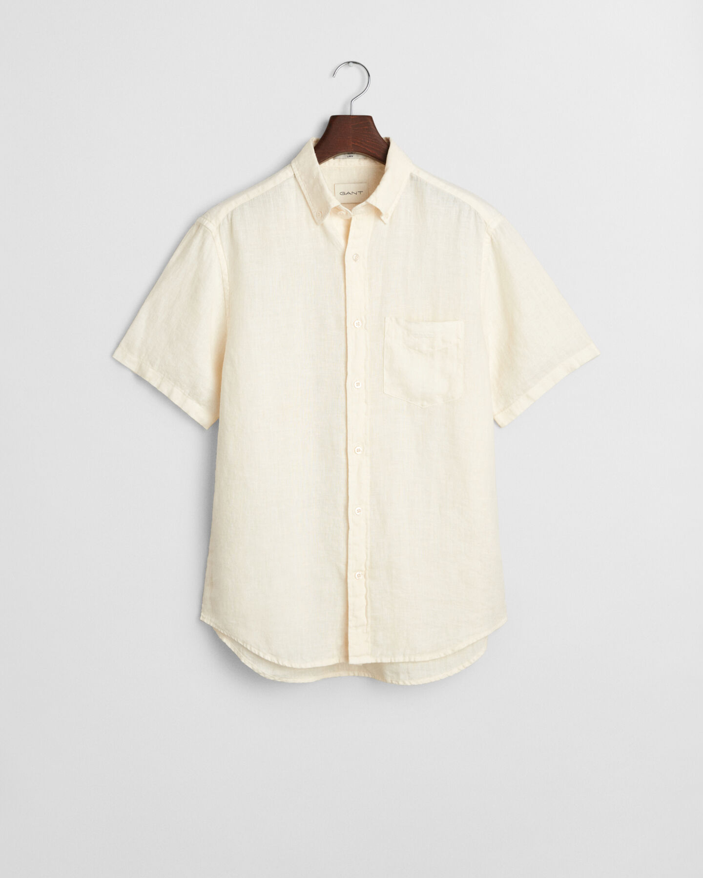 St&uuml;ckgef&auml;rbtes Regular Fit Leinen Kurzarmhemd