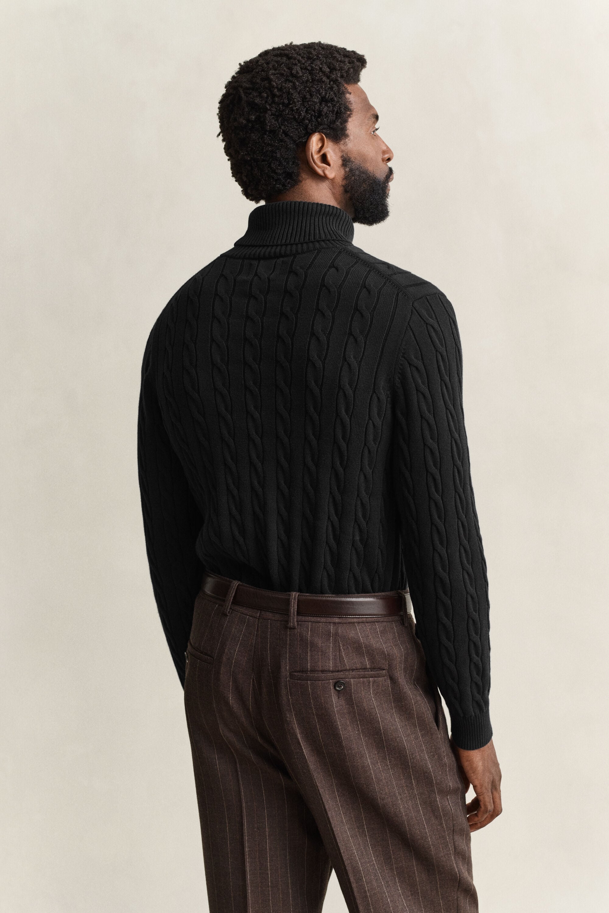 Zopfstrick Rollkragenpullover aus Baumwolle