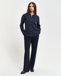 Regular Fit Bluse aus Baumwoll-Voile mit Punktemuster