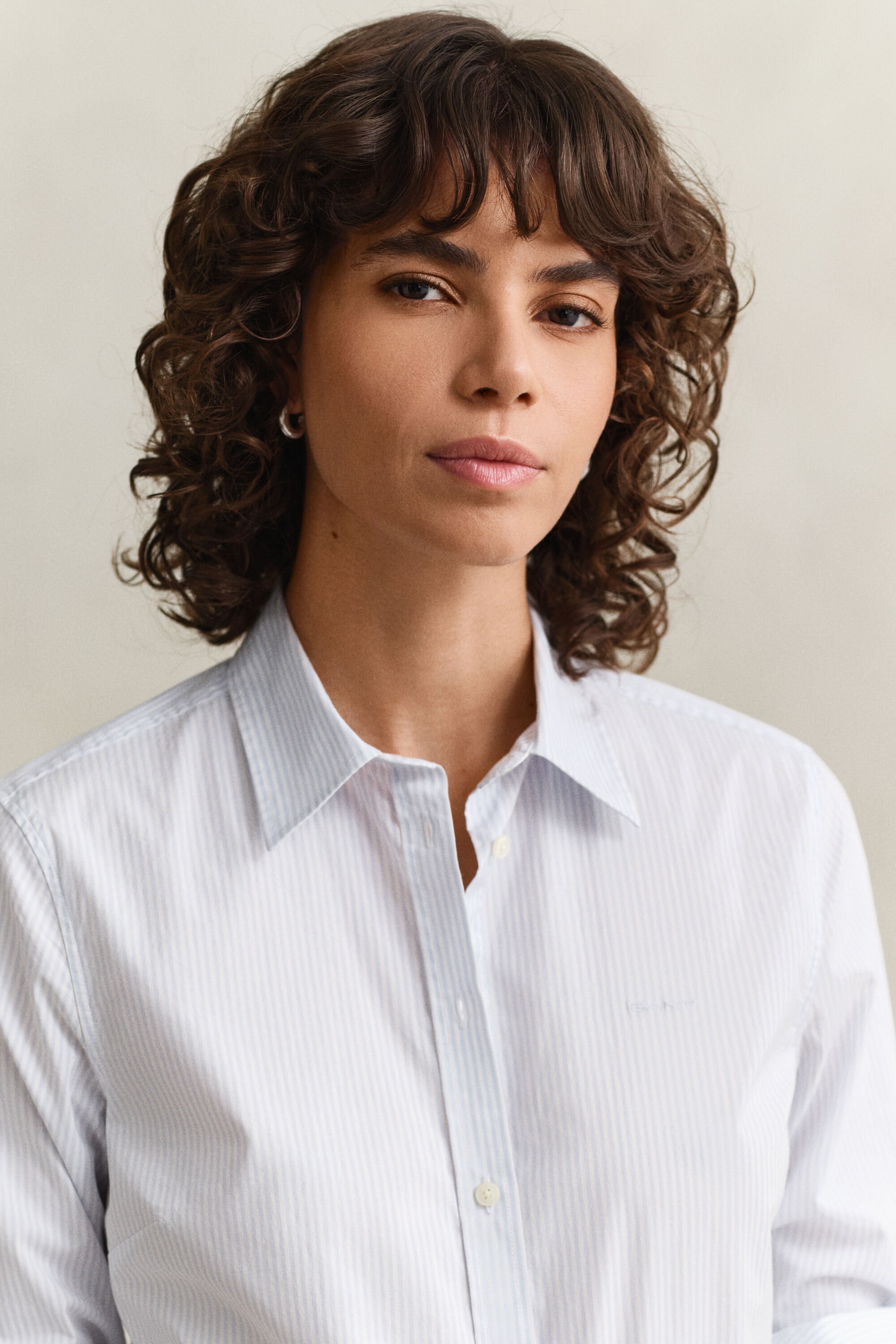 Slim Fit Popeline Bluse mit Streifen