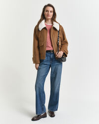 Zopfstrick Rundhalspullover aus Stretch-Baumwolle