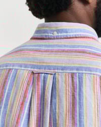 Regular Fit Leinenhemd mit mehrfarbigen Streifen