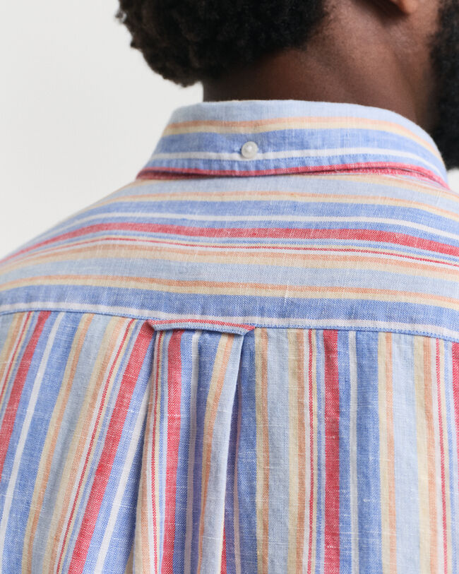 Regular Fit Leinenhemd mit mehrfarbigen Streifen