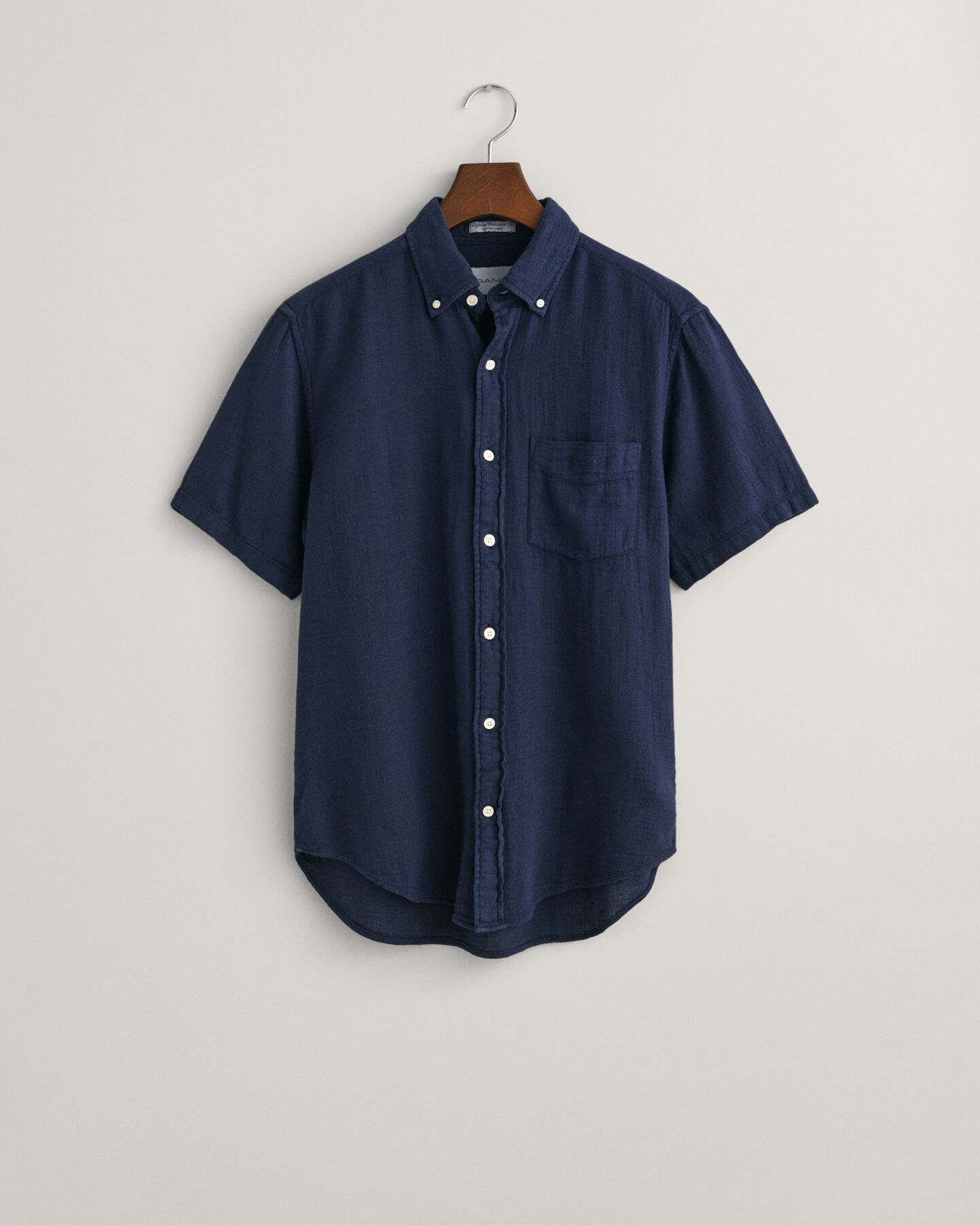 Regular Fit Baumwoll Leinen Kurzarmhemd mit Struktur