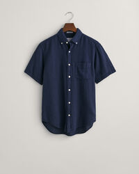 Regular Fit Baumwoll Leinen Kurzarmhemd mit Struktur