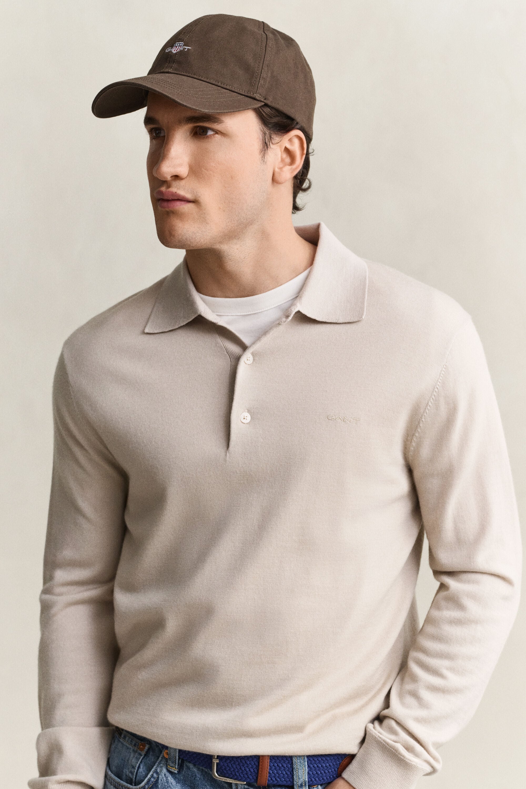 Pull façon polo en laine mérinos extrafine