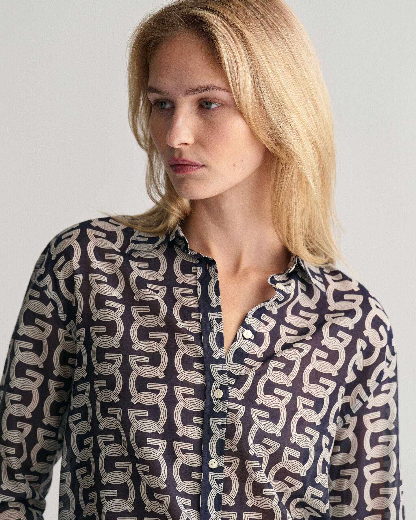 Relaxed Fit G Patterned Baumwoll Seiden Bluse