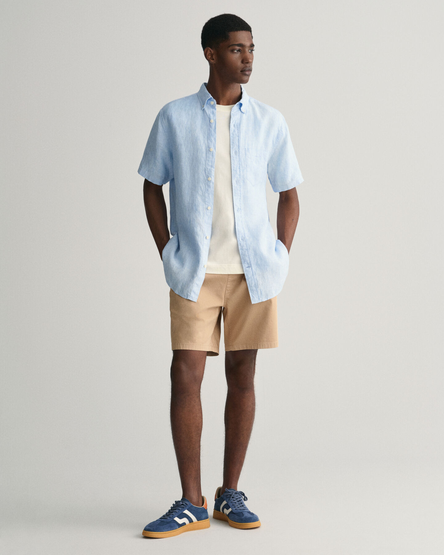 Regular Fit Leinen Kurzarmhemd