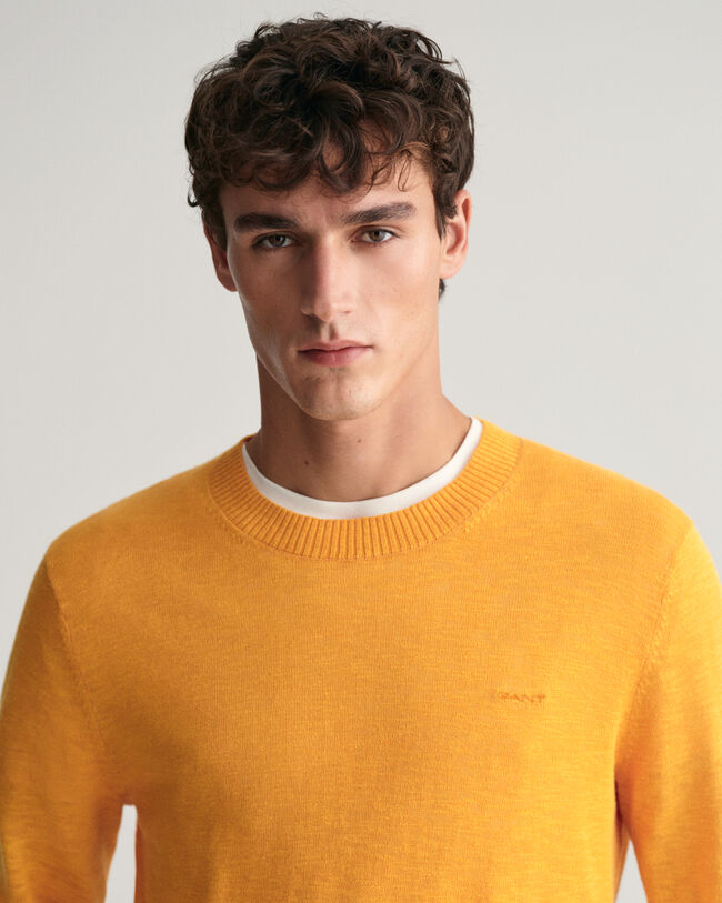 Baumwoll Leinen Rundhalspullover