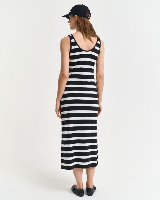 Gestreiftes Tanktop-Jerseykleid in Midilänge