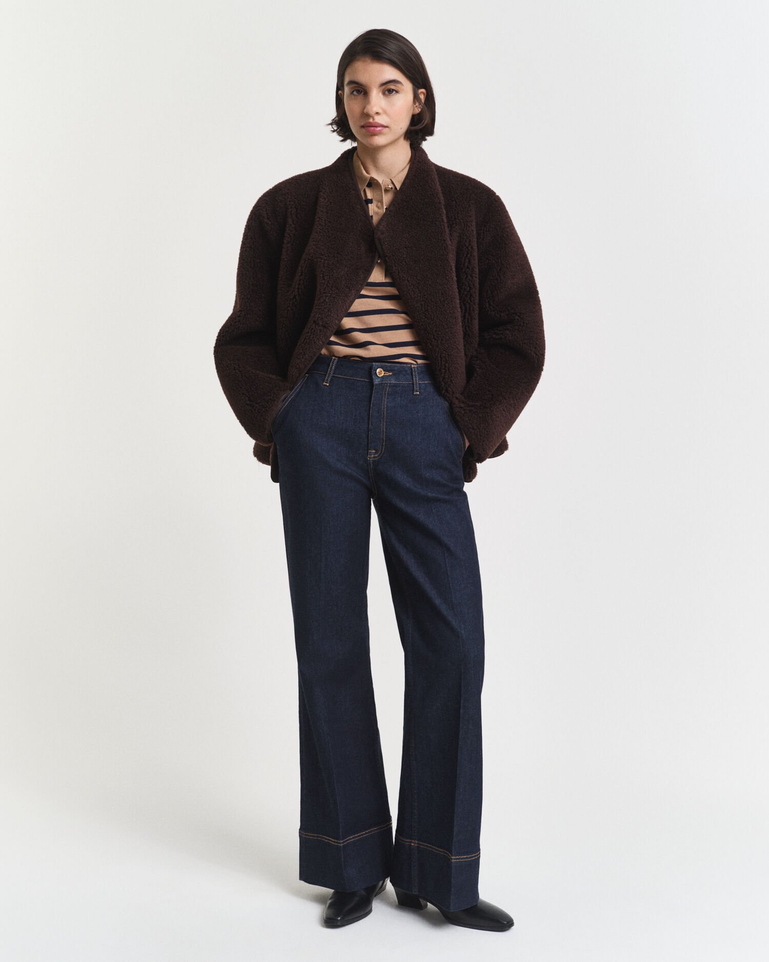 Breton Striped Piqué Langarm-Poloshirt