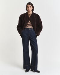 Breton Striped Piqué Langarm-Poloshirt