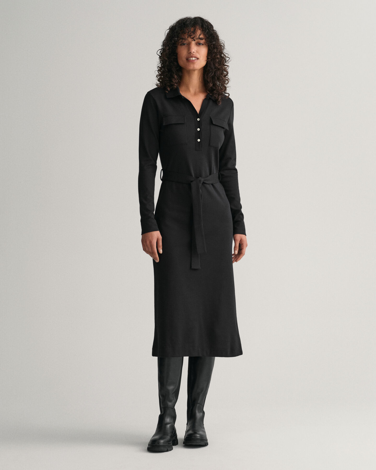 Slim Fit Jersey Polokleid