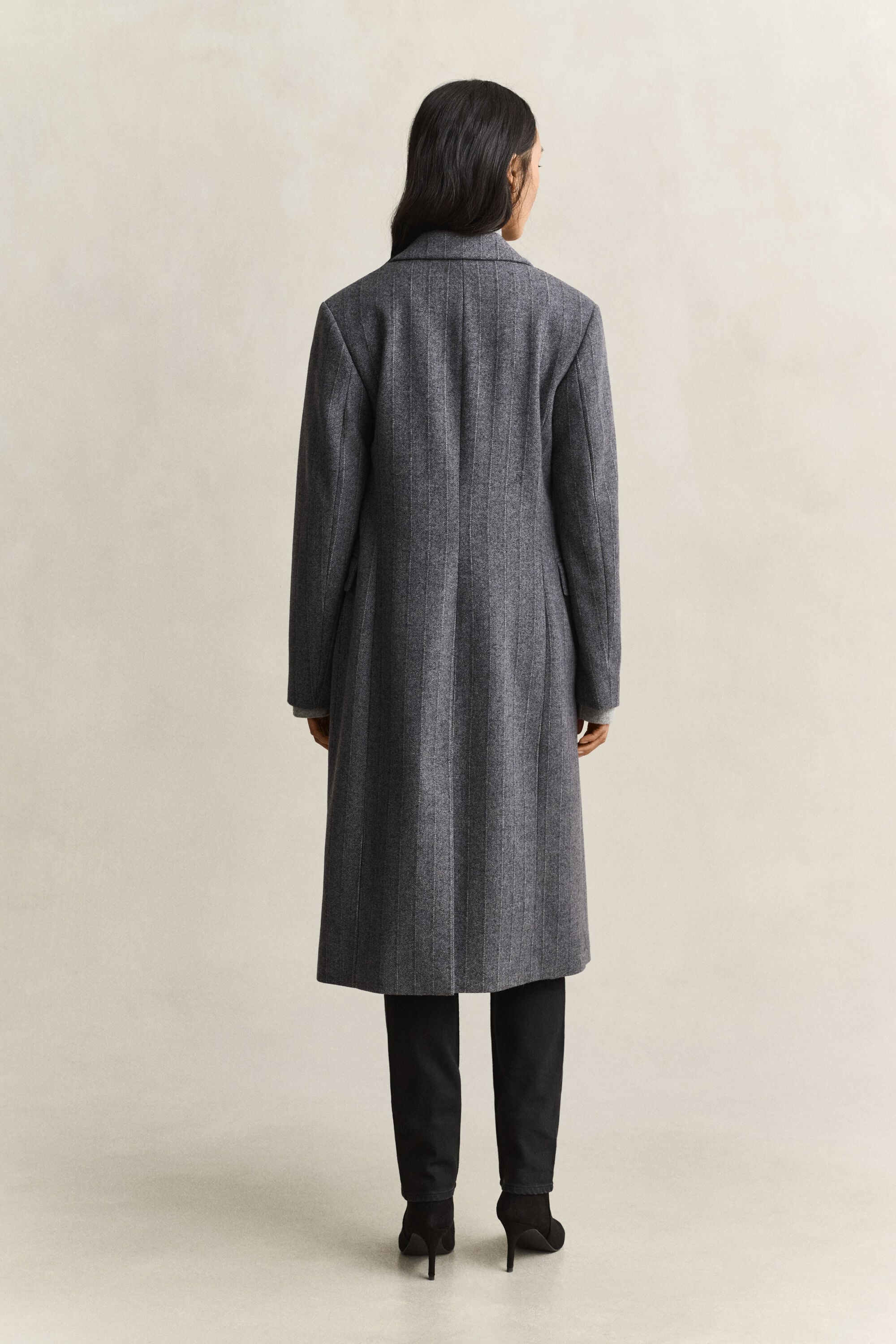 Cappotto misto lana a righe