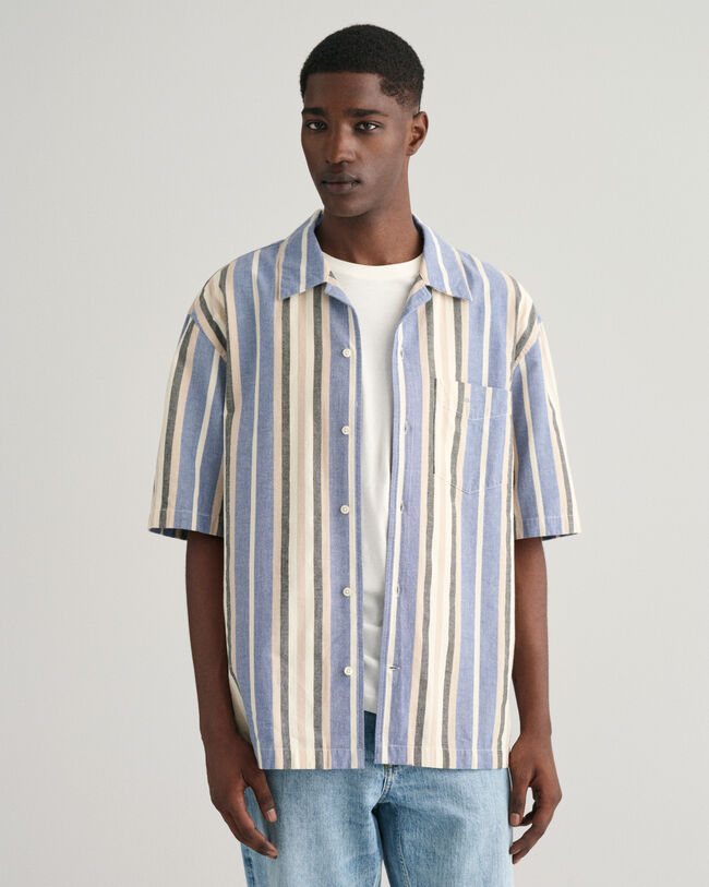 Relaxed Fit Kurzarmhemd mit breiten Streifen