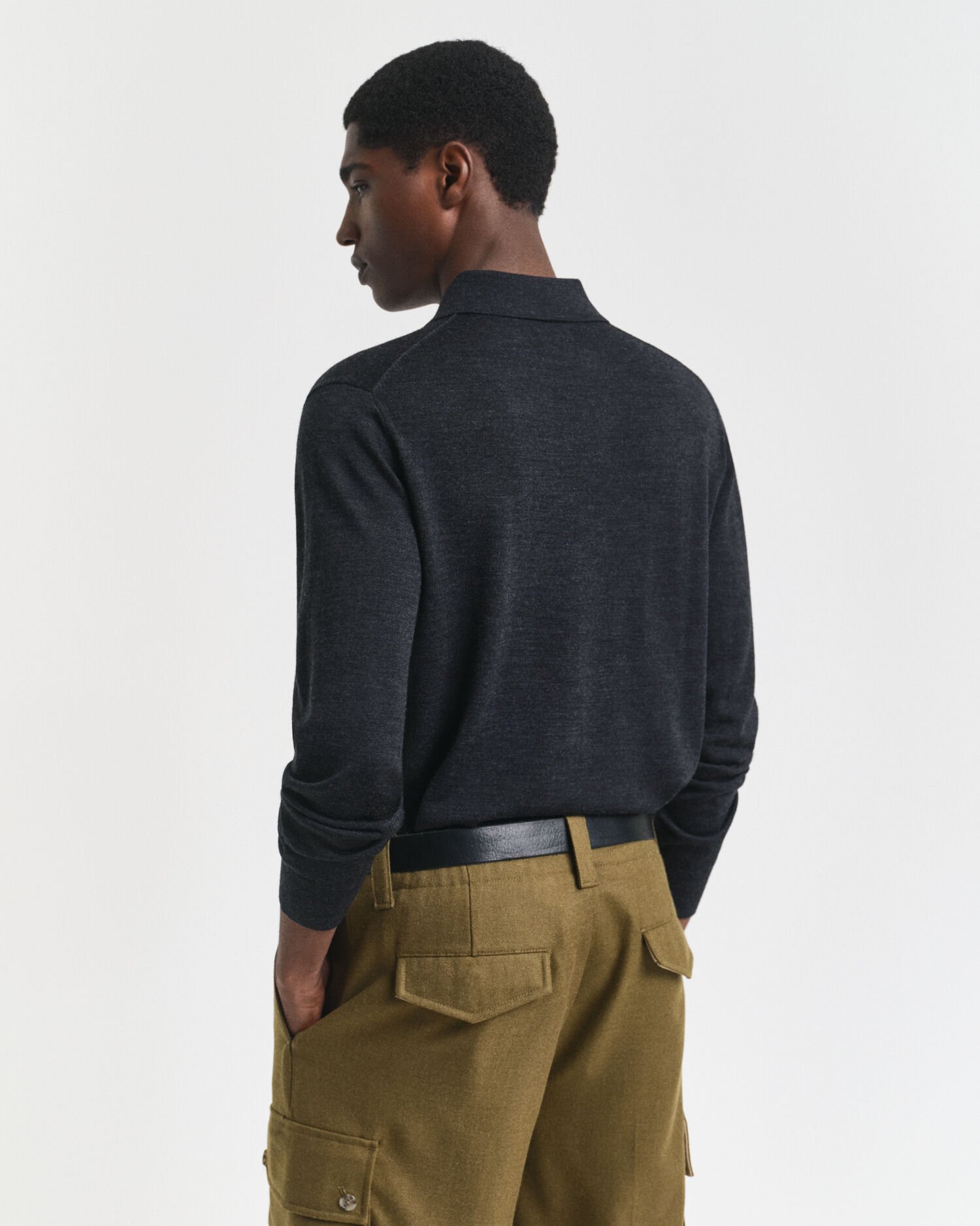 Pull façon polo en laine mérinos extrafine