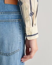 Regular Fit Monogram Baumwoll Voile Bluse mit Streifen