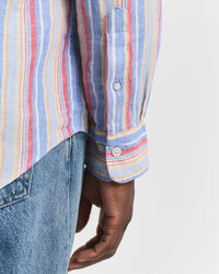 Regular Fit Leinenhemd mit mehrfarbigen Streifen