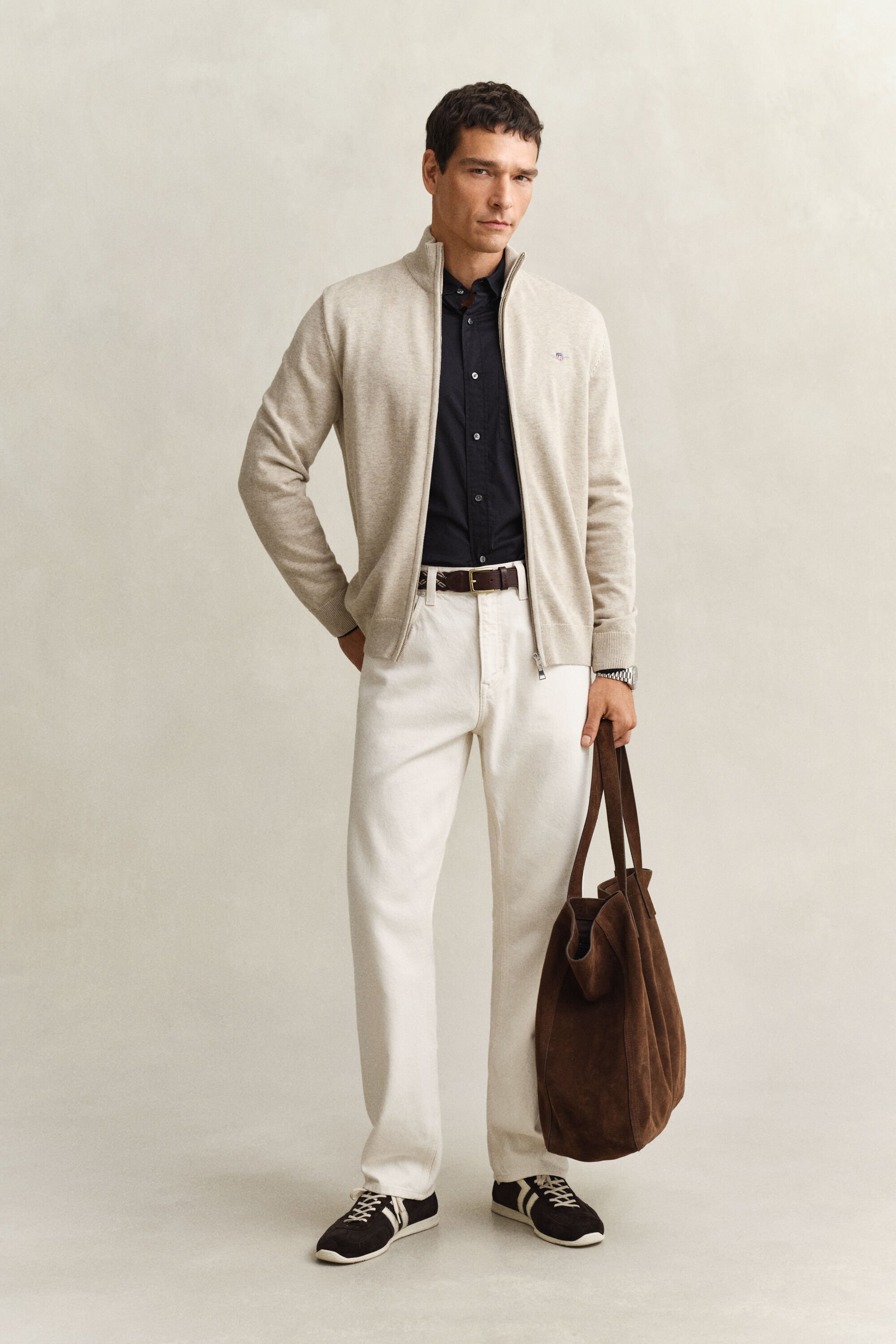 Cardigan in cotone casual con zip