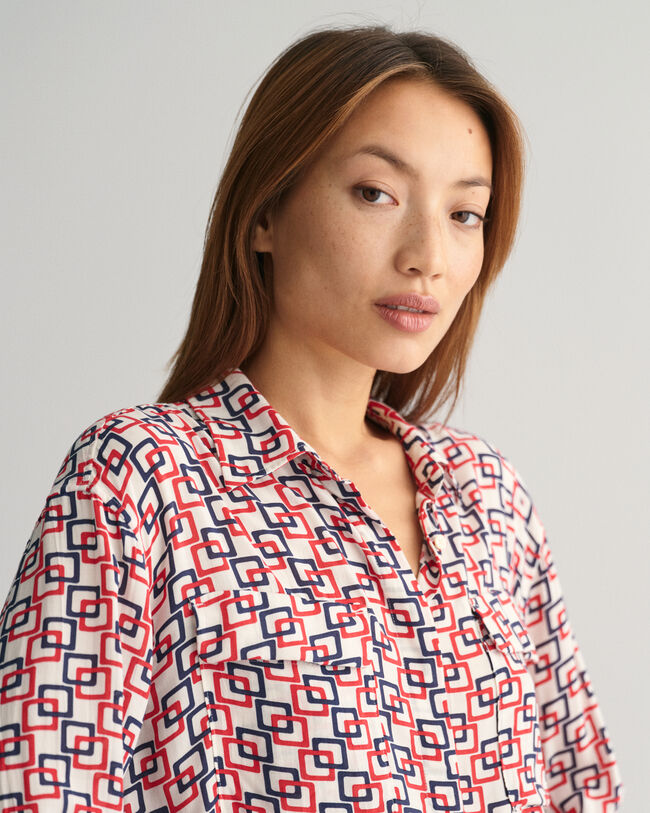 Relaxed Fit Bluse mit geometrischem Print