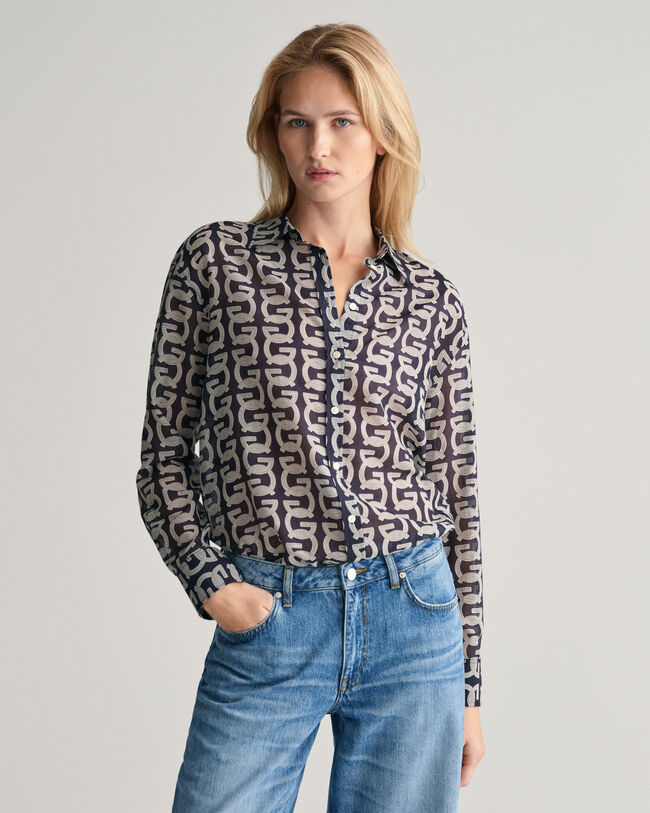 Relaxed Fit G Patterned Baumwoll Seiden Bluse