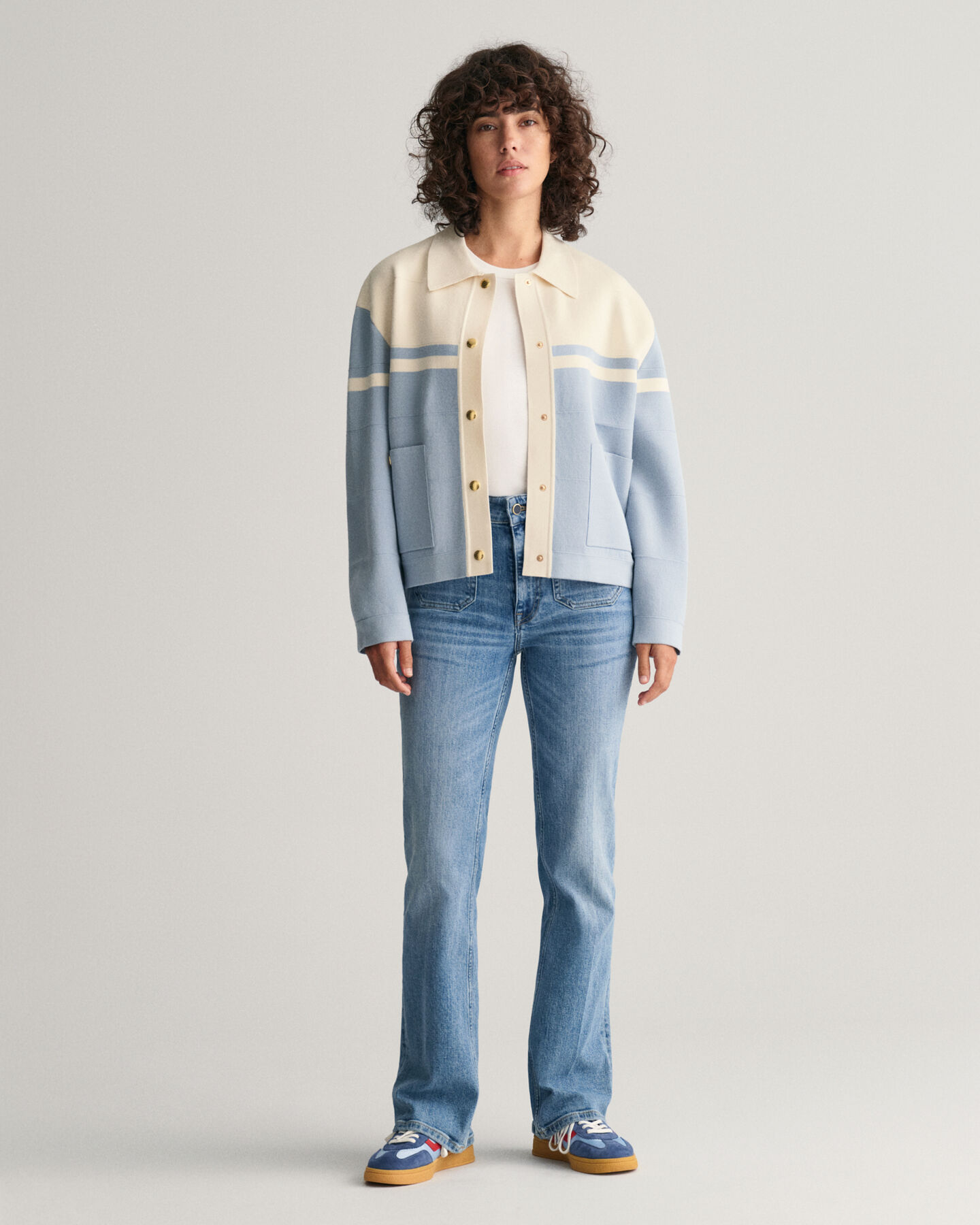 Color Blocked Strickjacke