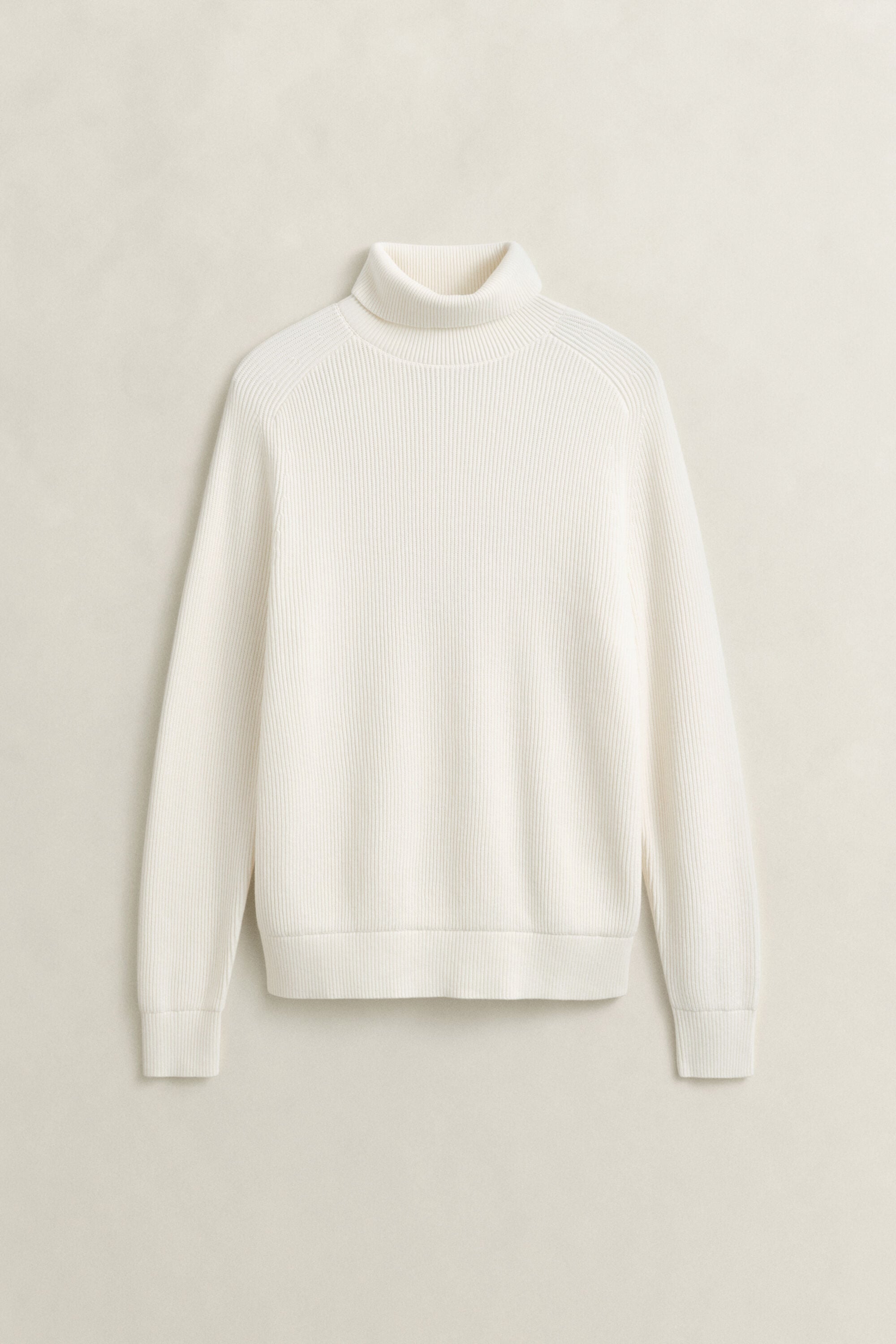 Maglia a collo alto in cotone e lana merino