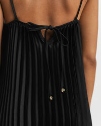 Plissiertes Sateen Miniträgerkleid