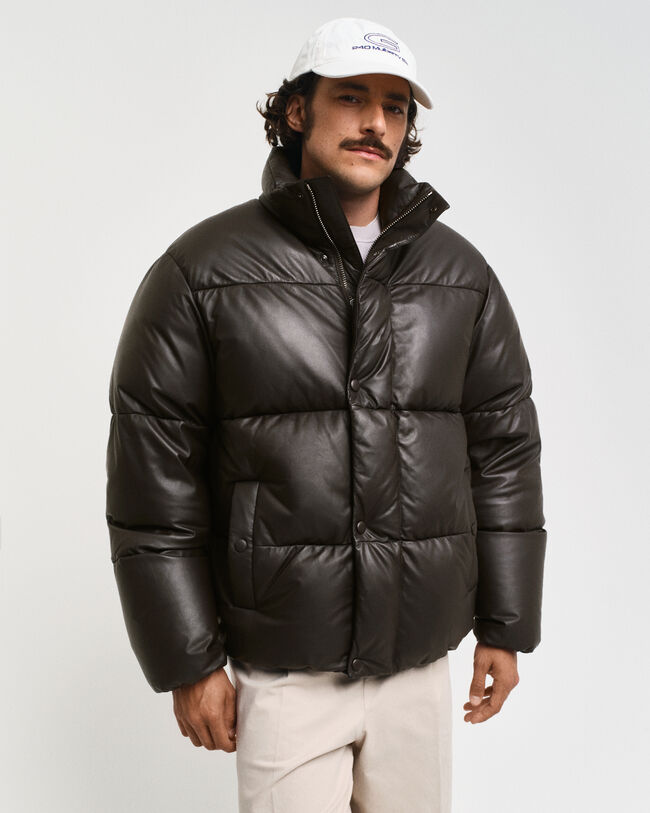 Puffer Jacke aus Leder mit Gänsedaunen