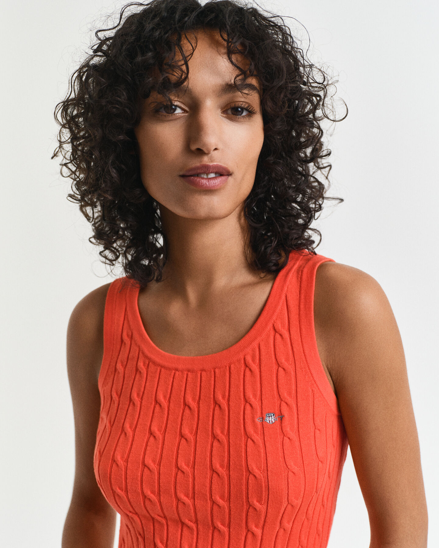 Tanktop aus Stretch-Baumwolle mit Zopfmuster