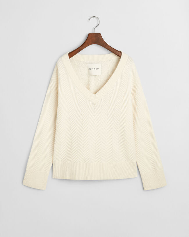 Herringbone V-Neck Pullover