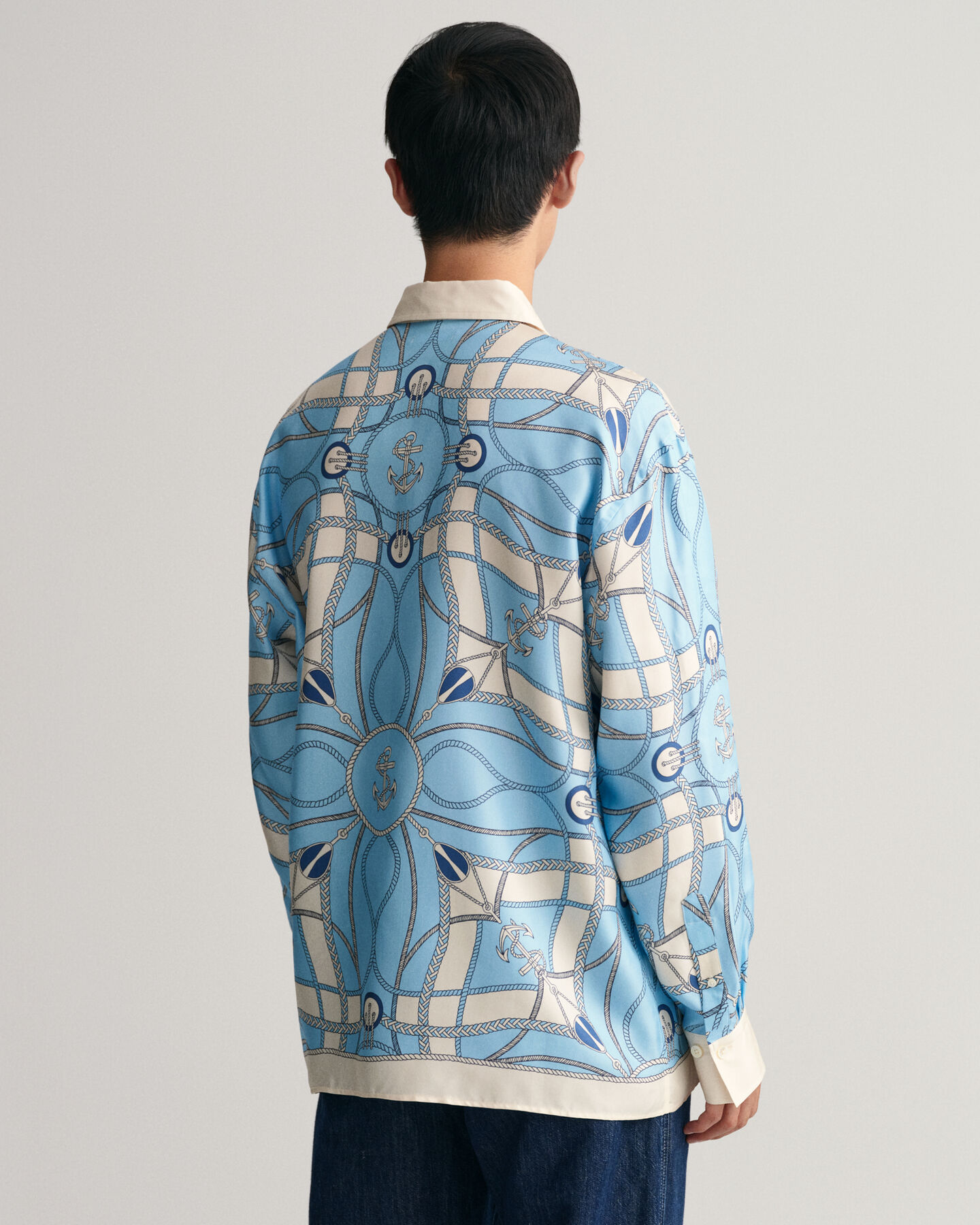 Relaxed Fit Sailing Print Seidenhemd