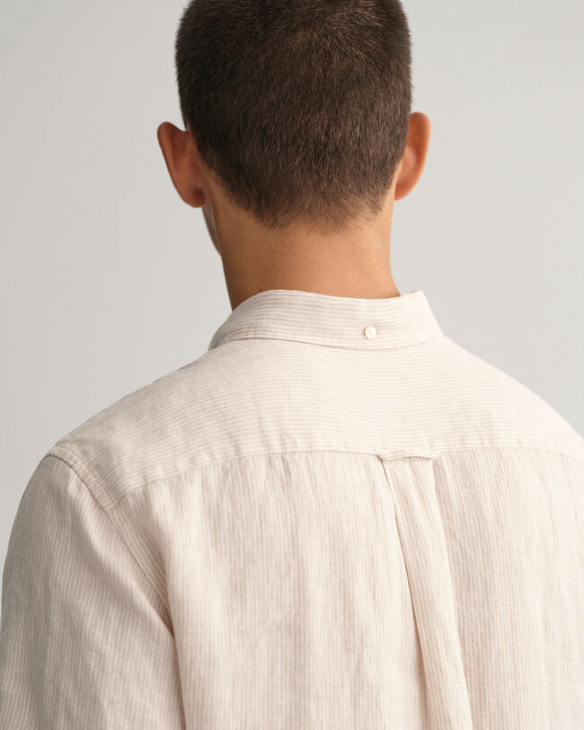 Regular Fit Kurzarm-Leinenhemd mit Streifen