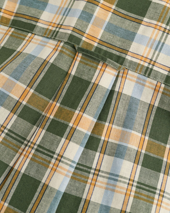 Regular Fit Baumwoll Leinen Kurzarmhemd mit Karomuster