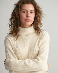 Teen Girls Rollkragenpullover mit Zopfmuster
